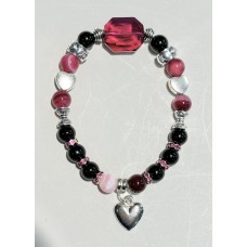556 bracelet LOVE agate rose et noire, swarovski